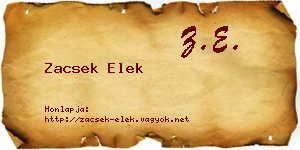 Zacsek Elek névjegykártya